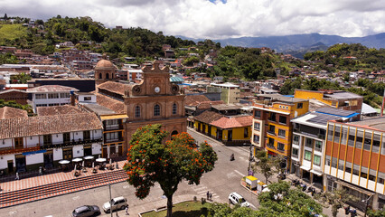 Fototapeta premium Riosucio, Caldas - Colombia. October 7, 2025. San Sebastian Church is a Colombian Catholic church