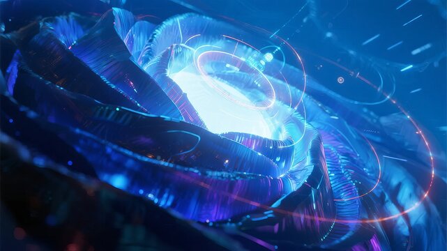 Abstract digital vortex with glowing energy patterns and futuristic design elements - Powered by Adobe