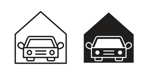 Car garage icon symbols. app and web UI solid and line icon, EPS10