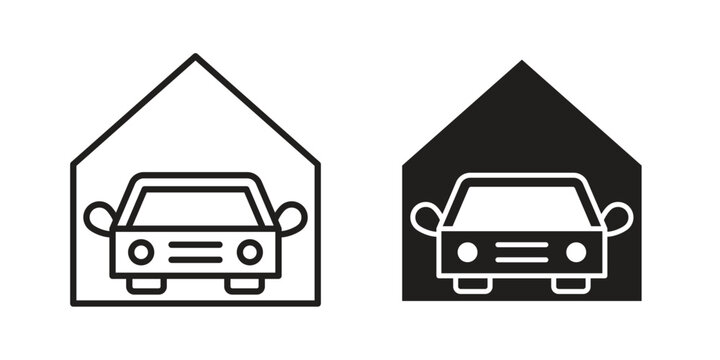 Car garage icon symbols. app and web UI solid and line icon, EPS10