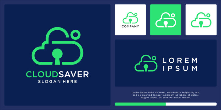 Cloud saver logo design abstract padlock shape