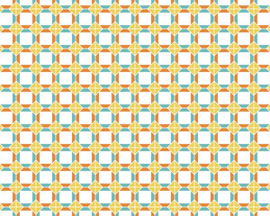 レトロポップな菱形と四角のモザイク柄シームレスパターン タイル柄背景　壁紙