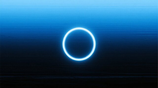 Glowing blue circular light against a gradient dark blue background