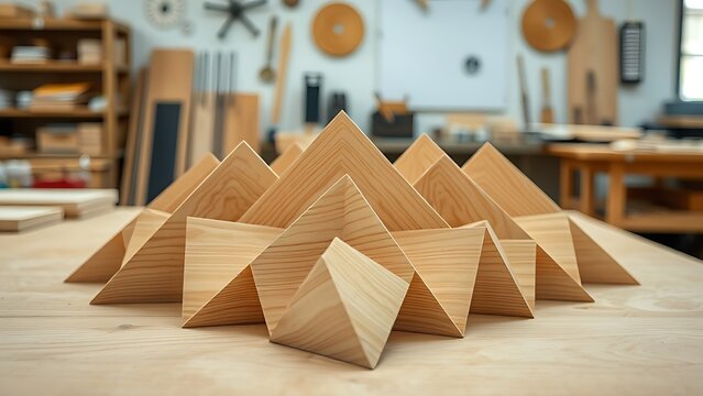 balsa. Geometric arrangement of precision-cut balsa wood pieces, showcasing craftsmanship and texture. safety posters.