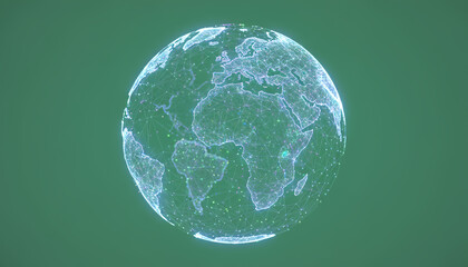 A digital representation of Earth showcasing intricate data points and networks, symbolizing global connectivity and technology.