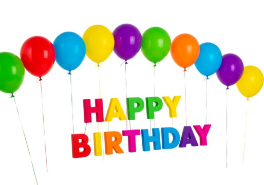 Colorful Balloons and Happy Birthday Text for Celebration Background Design