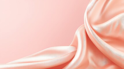 Smooth flowing peach colored textile drapes elegantly across a soft pink background.