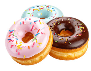 Various Frosted Donuts with various toppings