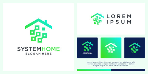 System home technology logo design template
