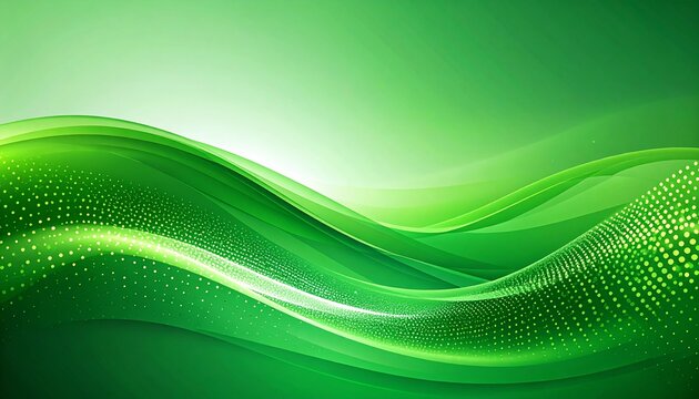 Elegant, vibrant green wave background with sparkling light effects for modern designs and creative projects that need a fresh, dynamic touch