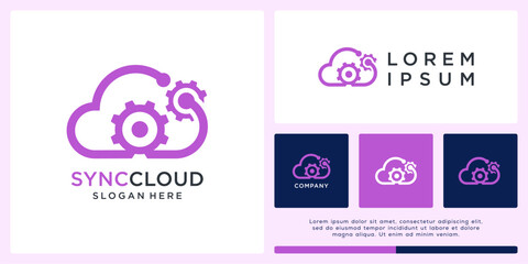 Sync cloud logo design template