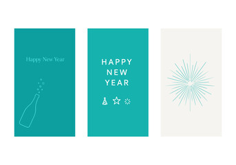 New Year Story Card Illustration Vector by AZ for Social Media Asset, Postcard, Greeting Cards, Prints and Design