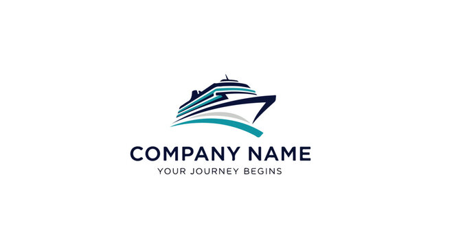 Line Cruise Ship Logo Vector &ndash; Ocean Travel, Marine Tourism & Luxury Cruise Emblem