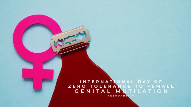 International Day of Zero Tolerance to Female Genital Mutilation. Protecting Girls&rsquo; Rights and Health. Female Genital concept animation video.
