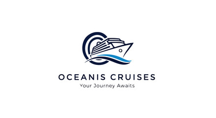 Simple Cruise Ship Logo Vector &ndash; Ocean Travel, Marine Tourism & Luxury Cruise Emblem
