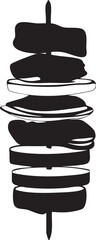 Black and white vector graphic of a shish kebab