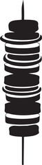 Black and white vector graphic of a shish kebab