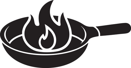 Silhouette of a frying pan with fire