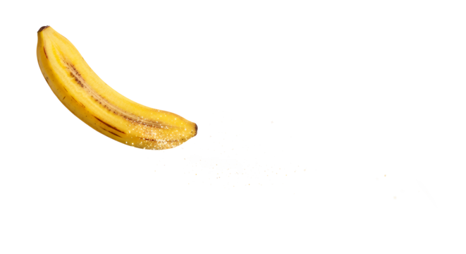 Close-up of a ripe banana, isolated on a white background, perfect for culinary and health concepts