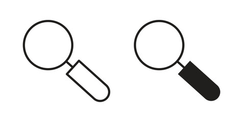 Loupe icon symbols. app and web UI solid and line icon, EPS10