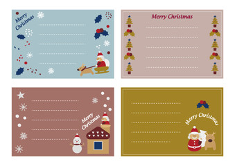クリスマスに贈りたい可愛いクリスマスメッセージカードのイラストベクター素材セット