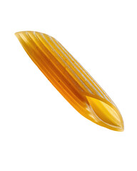 One dried penne pasta noodle, closeup