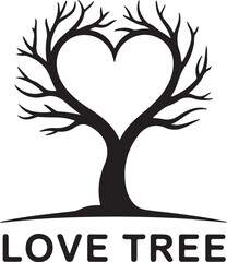 Love tree with heart-shaped branches, a romantic symbol of nature