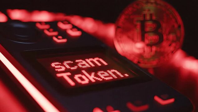 Scam Token Warning - Cryptocurrency Fraud and Digital Currency Risks.