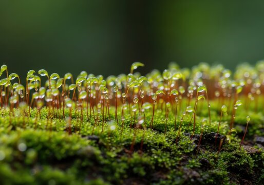 Micro Moss Forest on Tree Trunk — Macro