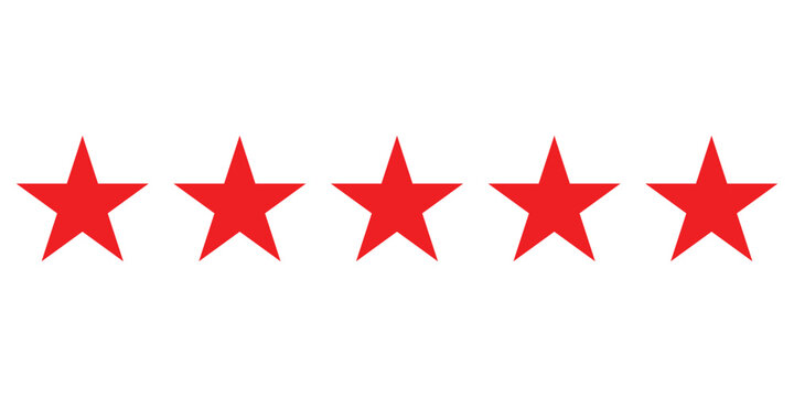 
simple red five star vector art.