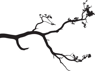 Organic tree branch silhouette, nature vector graphic element