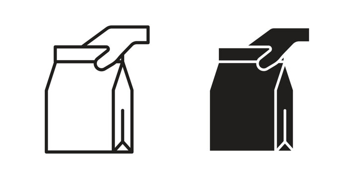 Take away icon symbols. app and web UI solid and line icon, EPS10