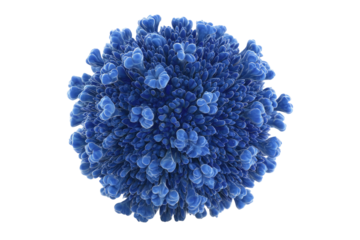 Blue virus capsid, spiky surface, detailed texture