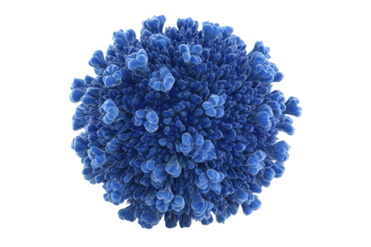 Blue virus capsid, spiky surface, detailed texture