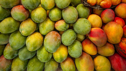 Fresh mangos in close-up