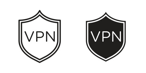 Vpn icon symbols. app and web UI solid and line icon, EPS10