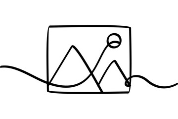 Illustration of a camping tent with a continuous line design. An interesting abstract line art design.