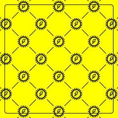 Seamless pattern on a yellow background with energy source icons. Line design for posters, social media, and banner templates.