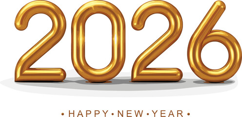 Golden 2026 Happy New Year Celebration Design Element - Festive Year Display
