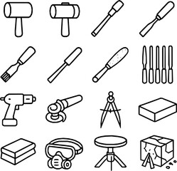 Sculpting Tools — 16 Detailed Line Art Vector Icons