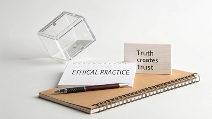 Thoughtful Representation of Ethical Practice, Trust, and Integrity in Professional Settings with Notepad and Pen