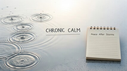 Tranquil Scene with Raindrops and Empty Notepad Symbolizing Reflection and Serenity in the Aftermath of a Storm