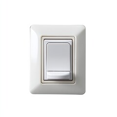 Modern light switch on white wall, clean and minimalistic design, bright interior decor element for contemporary home or office spaces.