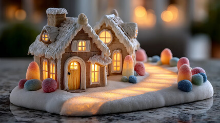 gingerbread house, Christmas decor, candy decorated house

