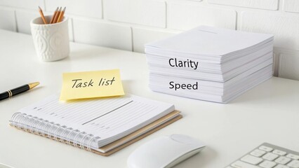 Workspace with Task List and Notebooks Highlighting Clarity and Speed in a Productive Environment