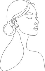 Elegant Minimalist Line Art Portrait of a Woman in Profile Beauty