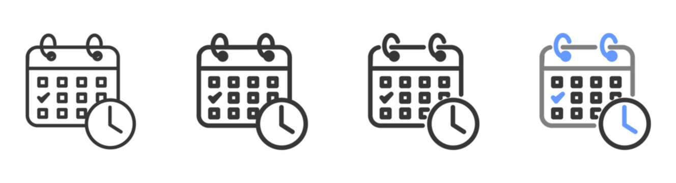 The Ultimate deadline Styles with Variations Line of icon set vector illustration