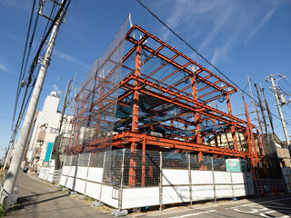 軽量鉄骨の建設現場