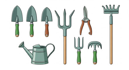 Garden Tools with Young Seedlings – Agriculture Concept