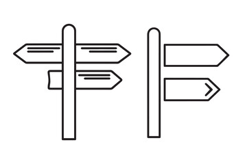 Travel navigation symbol signpost icon with 2,3 directional arrows vector art